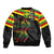 Kanaka Maoli Running Sleeve Zip Bomber Jacket Kakau Pattern with Kanaka Maoli Flag Color