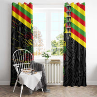 Kanaka Maoli Running Window Curtain Kakau Pattern with Kanaka Maoli Flag Color