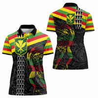 Kanaka Maoli Running Women Polo Shirt Kakau Pattern with Kanaka Maoli Flag Color