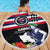 Honolulu Running Race Beach Blanket Hawaii Marathon Kakau Art with Hibiscus and National Flag Style