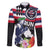 Honolulu Running Race Family Matching Long Sleeve Bodycon Dress and Hawaiian Shirt Hawaii Marathon Kakau Art with Hibiscus and National Flag Style