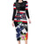 Honolulu Running Race Family Matching Long Sleeve Bodycon Dress and Hawaiian Shirt Hawaii Marathon Kakau Art with Hibiscus and National Flag Style