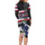 Honolulu Running Race Family Matching Long Sleeve Bodycon Dress and Hawaiian Shirt Hawaii Marathon Kakau Art with Hibiscus and National Flag Style