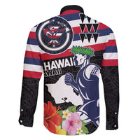 Honolulu Running Race Family Matching Puletasi and Hawaiian Shirt Hawaii Marathon Kakau Art with Hibiscus and National Flag Style