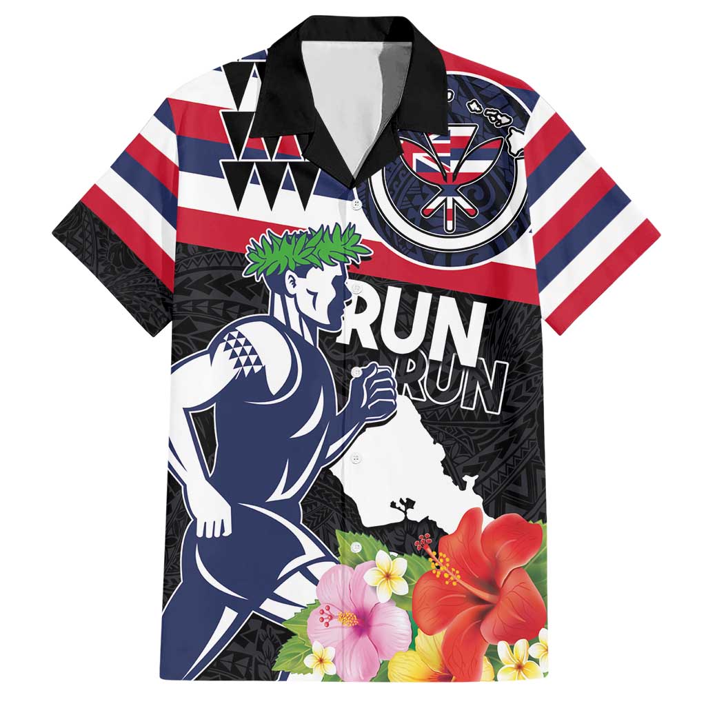 Honolulu Running Race Hawaiian Shirt Hawaii Marathon Kakau Art with Hibiscus and National Flag Style