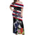 Honolulu Running Race Off Shoulder Maxi Dress Hawaii Marathon Kakau Art with Hibiscus and National Flag Style