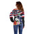 Honolulu Running Race Off Shoulder Sweater Hawaii Marathon Kakau Art with Hibiscus and National Flag Style