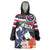 Honolulu Running Race Wearable Blanket Hoodie Hawaii Marathon Kakau Art with Hibiscus and National Flag Style