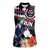 Honolulu Running Race Women Sleeveless Polo Shirt Hawaii Marathon Kakau Art with Hibiscus and National Flag Style