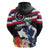 Honolulu Running Race Zip Hoodie Hawaii Marathon Kakau Art with Hibiscus and National Flag Style