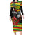 Kanaka Maoli Ikaika Warrior Family Matching Long Sleeve Bodycon Dress and Hawaiian Shirt Hibiscus Kakau Art and Tapa Tribal Pattern