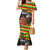 Kanaka Maoli Ikaika Warrior Family Matching Mermaid Dress and Hawaiian Shirt Hibiscus Kakau Art and Tapa Tribal Pattern