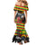 Kanaka Maoli Ikaika Warrior Family Matching Mermaid Dress and Hawaiian Shirt Hibiscus Kakau Art and Tapa Tribal Pattern