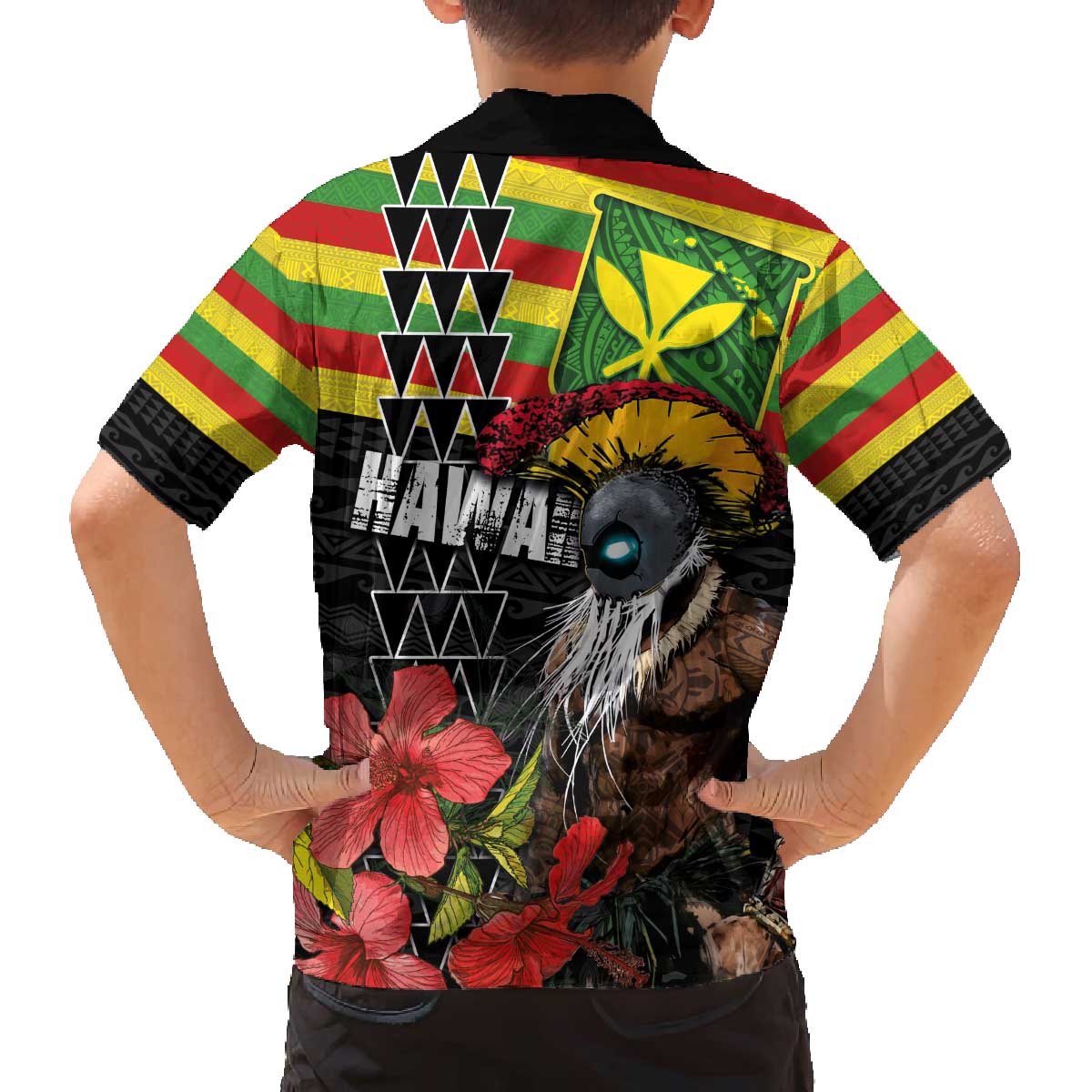 Kanaka Maoli Ikaika Warrior Family Matching Off The Shoulder Long Sleeve Dress and Hawaiian Shirt Hibiscus Kakau Art and Tapa Tribal Pattern LT03 - Polynesian Pride