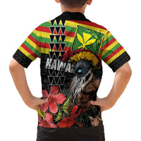 Kanaka Maoli Ikaika Warrior Family Matching Off The Shoulder Long Sleeve Dress and Hawaiian Shirt Hibiscus Kakau Art and Tapa Tribal Pattern LT03 - Polynesian Pride