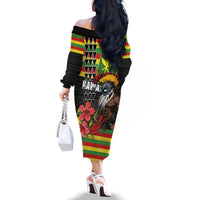 Kanaka Maoli Ikaika Warrior Family Matching Off The Shoulder Long Sleeve Dress and Hawaiian Shirt Hibiscus Kakau Art and Tapa Tribal Pattern LT03 - Polynesian Pride