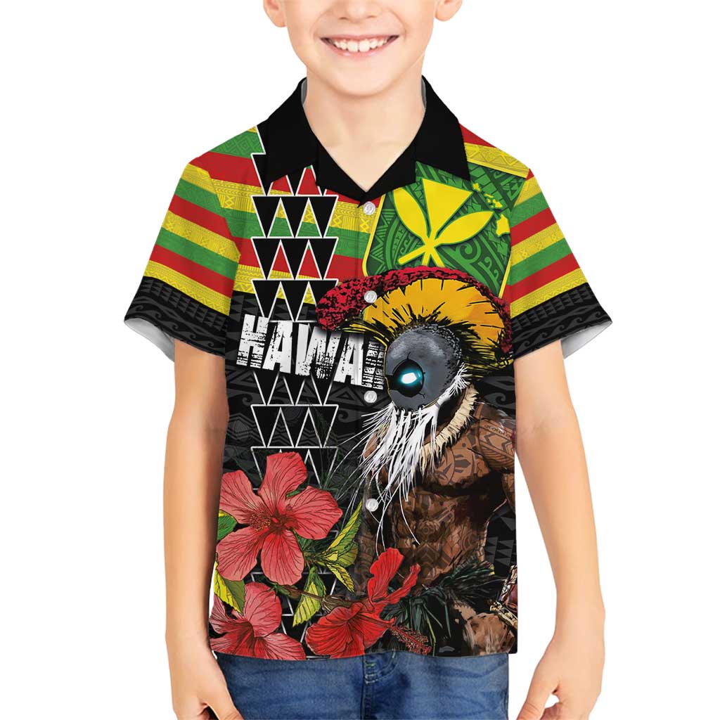 Kanaka Maoli Ikaika Warrior Family Matching Puletasi and Hawaiian Shirt Hibiscus Kakau Art and Tapa Tribal Pattern