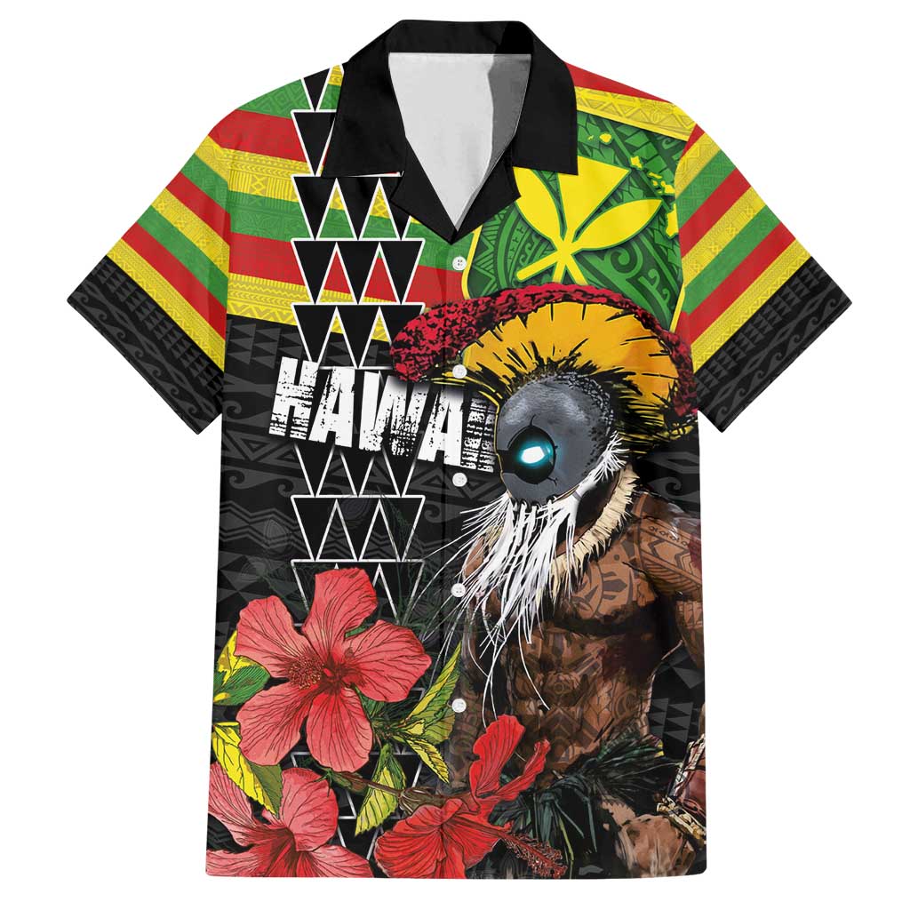 Kanaka Maoli Ikaika Warrior Family Matching Tank Maxi Dress and Hawaiian Shirt Hibiscus Kakau Art and Tapa Tribal Pattern