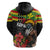 Kanaka Maoli Ikaika Warrior Hoodie Hibiscus Kakau Art and Tapa Tribal Pattern