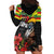 Kanaka Maoli Ikaika Warrior Hoodie Dress Hibiscus Kakau Art and Tapa Tribal Pattern