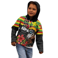 Kanaka Maoli Ikaika Warrior Kid Hoodie Hibiscus Kakau Art and Tapa Tribal Pattern
