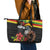 Kanaka Maoli Ikaika Warrior Leather Tote Bag Hibiscus Kakau Art and Tapa Tribal Pattern