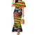 Kanaka Maoli Ikaika Warrior Mermaid Dress Hibiscus Kakau Art and Tapa Tribal Pattern