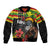 Kanaka Maoli Ikaika Warrior Sleeve Zip Bomber Jacket Hibiscus Kakau Art and Tapa Tribal Pattern