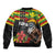 Kanaka Maoli Ikaika Warrior Sleeve Zip Bomber Jacket Hibiscus Kakau Art and Tapa Tribal Pattern