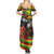 Kanaka Maoli Ikaika Warrior Summer Maxi Dress Hibiscus Kakau Art and Tapa Tribal Pattern