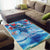 Hawaiian Waves Whale Area Rug Kakau Art and Tropical Red Hibiscus Flowers