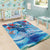 Hawaiian Waves Whale Area Rug Kakau Art and Tropical Red Hibiscus Flowers