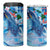 Hawaiian Waves Whale 4 in 1 Can Cooler Tumbler Kakau Art and Tropical Red Hibiscus Flowers