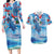 Hawaiian Waves Whale Couples Matching Long Sleeve Bodycon Dress and Hawaiian Shirt Kakau Art and Tropical Red Hibiscus Flowers