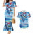 Hawaiian Waves Whale Couples Matching Mermaid Dress and Hawaiian Shirt Kakau Art and Tropical Red Hibiscus Flowers