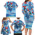 Hawaiian Waves Whale Family Matching Long Sleeve Bodycon Dress and Hawaiian Shirt Kakau Art and Tropical Red Hibiscus Flowers