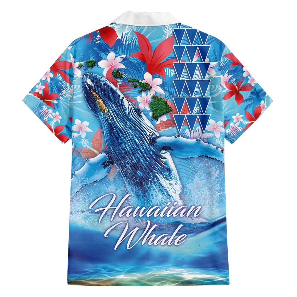 Hawaiian Waves Whale Family Matching Long Sleeve Bodycon Dress and Hawaiian Shirt Kakau Art and Tropical Red Hibiscus Flowers LT03 - Polynesian Pride