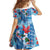 Hawaiian Waves Whale Family Matching Puletasi and Hawaiian Shirt Kakau Art and Tropical Red Hibiscus Flowers