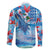 Hawaiian Waves Whale Family Matching Puletasi and Hawaiian Shirt Kakau Art and Tropical Red Hibiscus Flowers