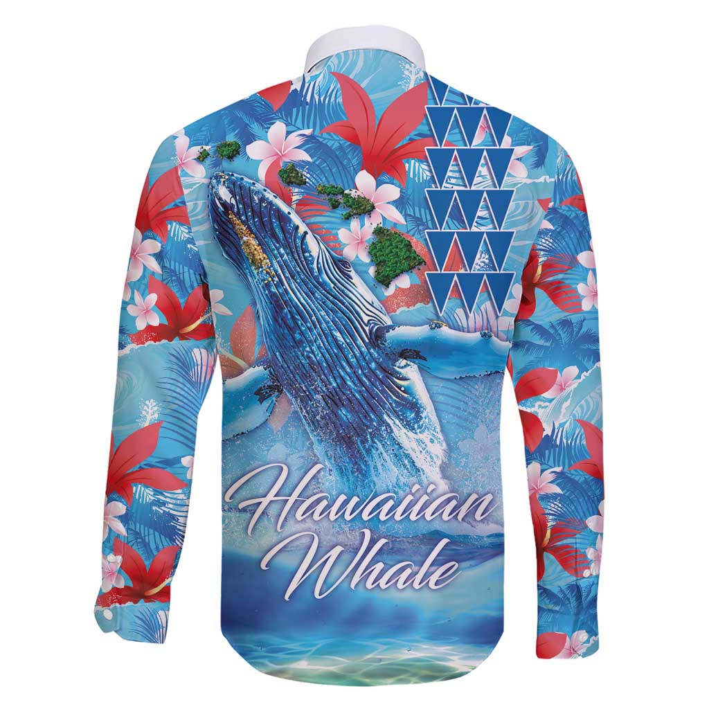 Hawaiian Waves Whale Family Matching Short Sleeve Bodycon Dress and Hawaiian Shirt Kakau Art and Tropical Red Hibiscus Flowers LT03 - Polynesian Pride