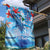 Hawaiian Waves Whale Garden Flag Kakau Art and Tropical Red Hibiscus Flowers