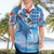 Hawaiian Waves Whale Hawaiian Shirt Kakau Art and Tropical Red Hibiscus Flowers