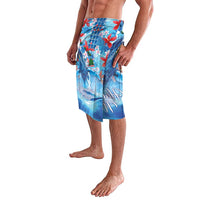 Hawaiian Waves Whale Lavalava Kakau Art and Tropical Red Hibiscus Flowers