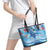 Hawaiian Waves Whale Leather Tote Bag Kakau Art and Tropical Red Hibiscus Flowers