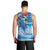 Hawaiian Waves Whale Men Tank Top Kakau Art and Tropical Red Hibiscus Flowers