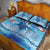 Hawaiian Waves Whale Quilt Bed Set Kakau Art and Tropical Red Hibiscus Flowers