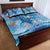 Hawaiian Waves Whale Quilt Bed Set Kakau Art and Tropical Red Hibiscus Flowers