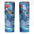 Hawaiian Waves Whale Skinny Tumbler Kakau Art and Tropical Red Hibiscus Flowers