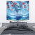 Hawaiian Waves Whale Tapestry Kakau Art and Tropical Red Hibiscus Flowers