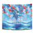 Hawaiian Waves Whale Tapestry Kakau Art and Tropical Red Hibiscus Flowers